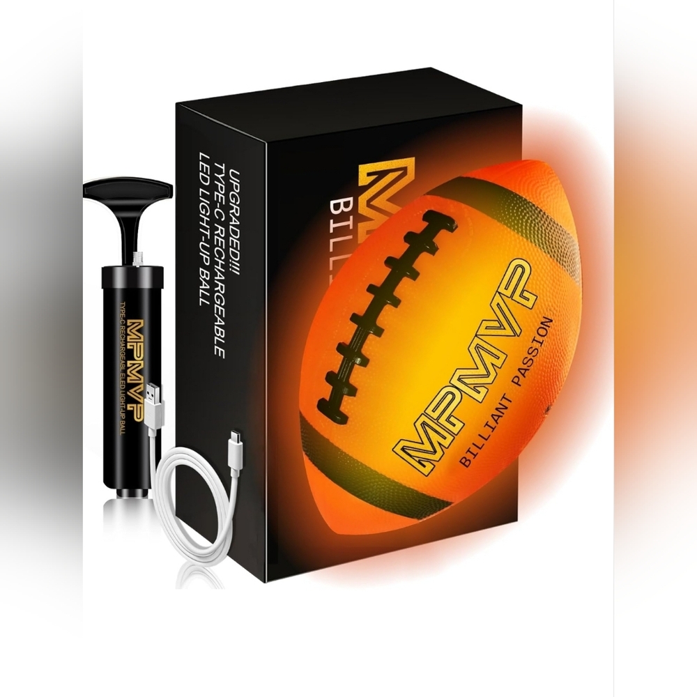 Glow in The Dark LED Football – Official Size 9 – Light Up Sports Ball for Night